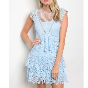 Baby Blue Lace Appliqué Dress